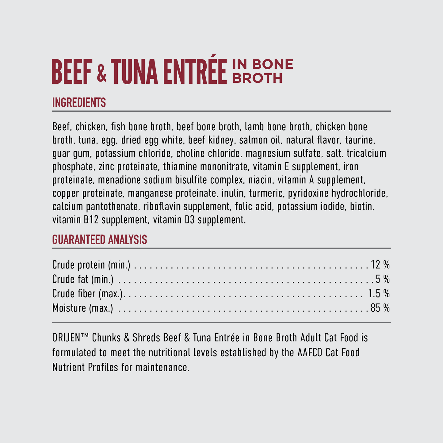 Origen Cat Chunks and Shreds Beef and Tuna