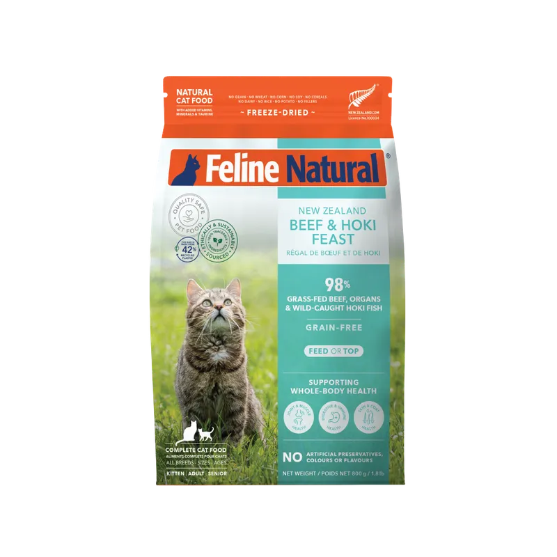 FELINE NATURAL GRAIN-FREE FD NZ BEEF & HOKI FEAST