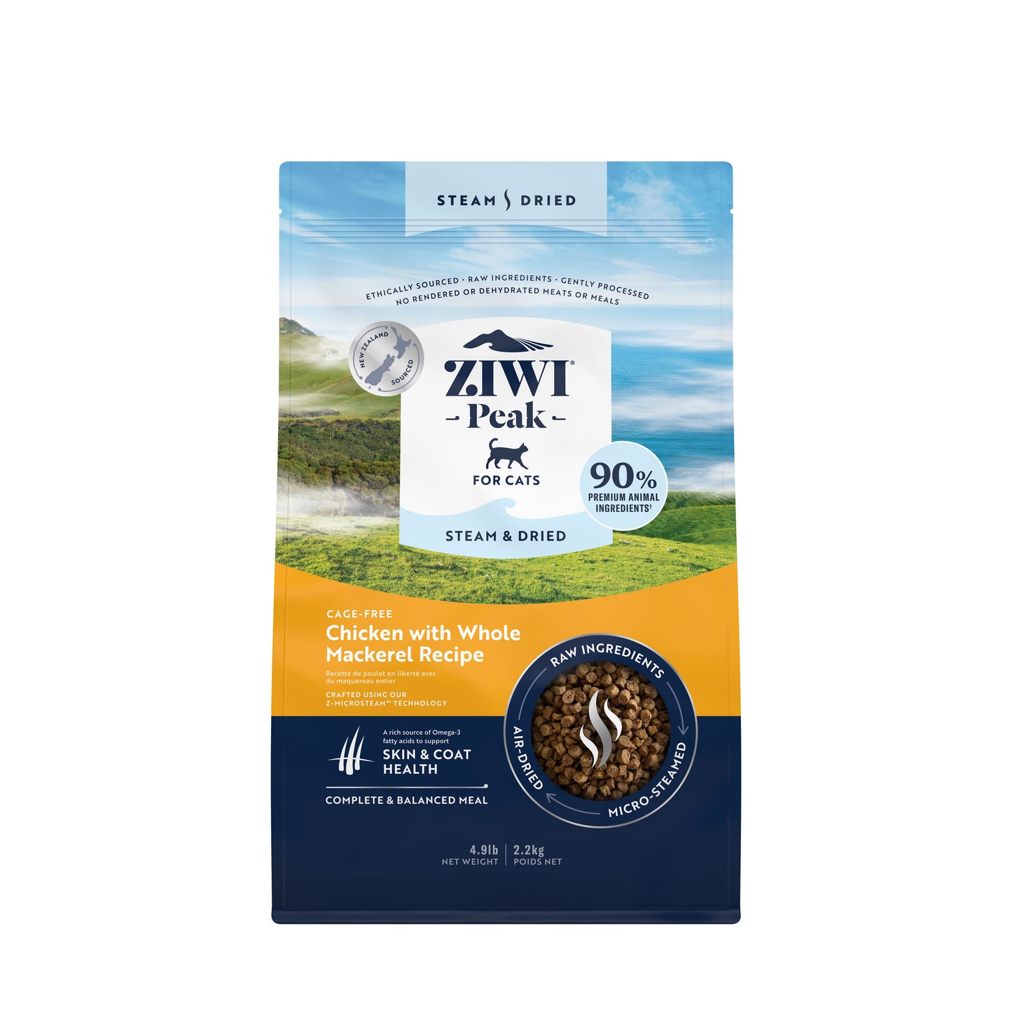 ZIWI Peak® Steam & Dried   Cage-free Chicken with Whole Mackerel Recipe for cats