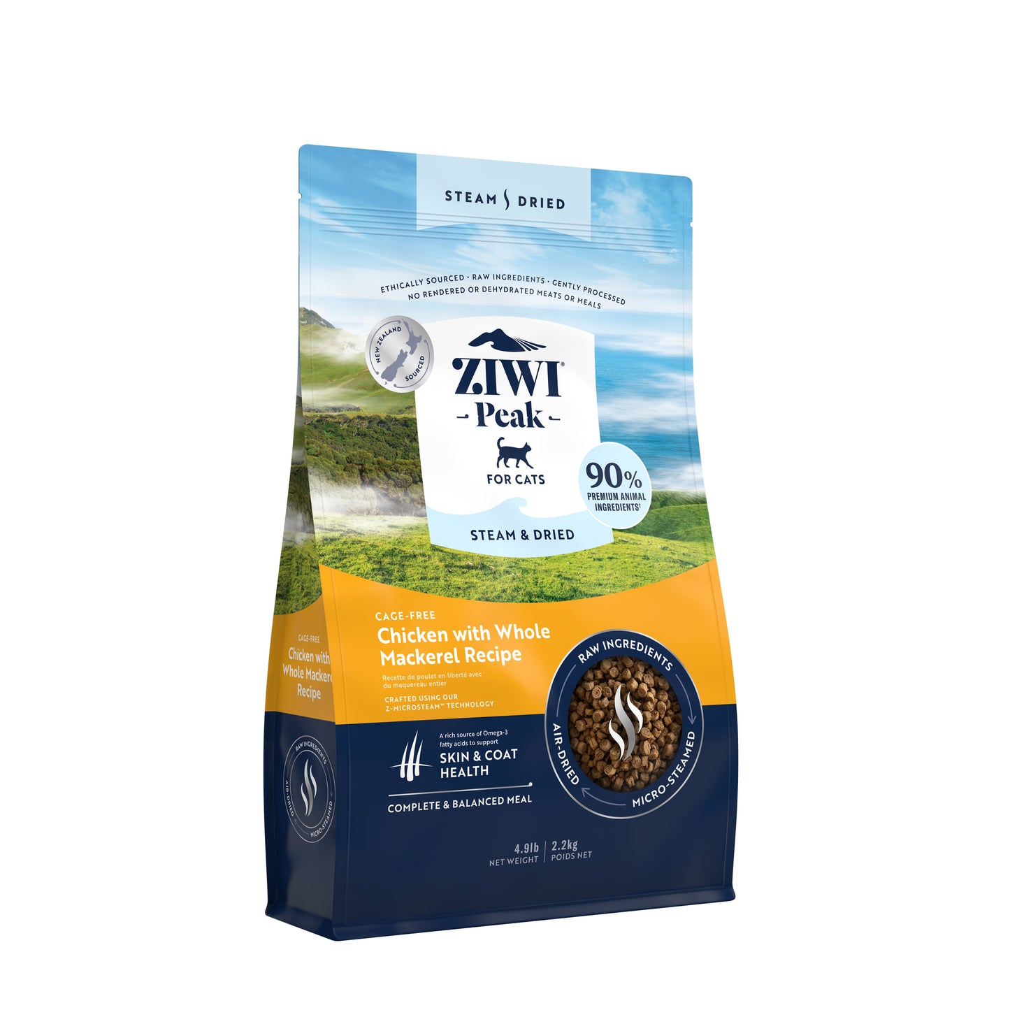 ZIWI Peak® Steam & Dried   Cage-free Chicken with Whole Mackerel Recipe for cats