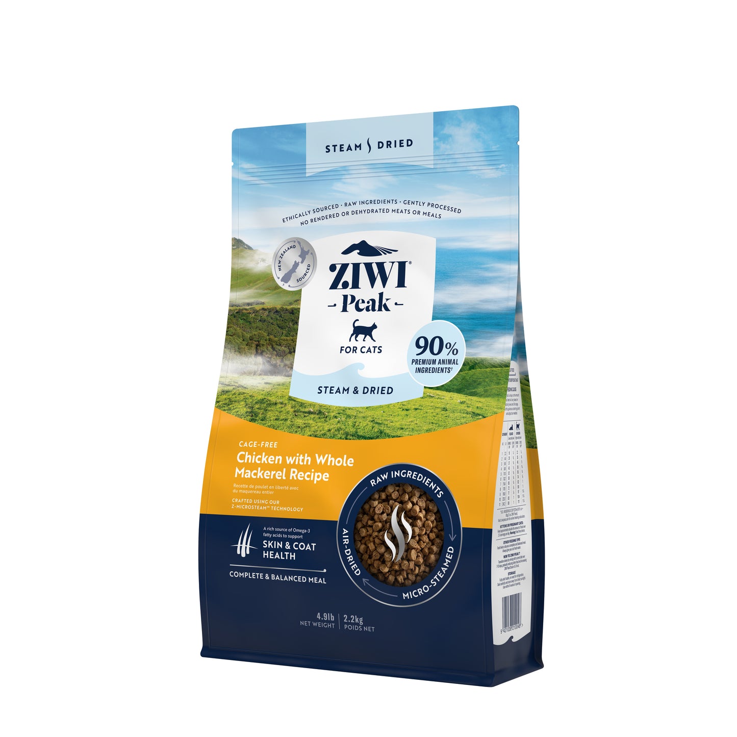 ZIWI Peak® Steam & Dried   Cage-free Chicken with Whole Mackerel Recipe for cats