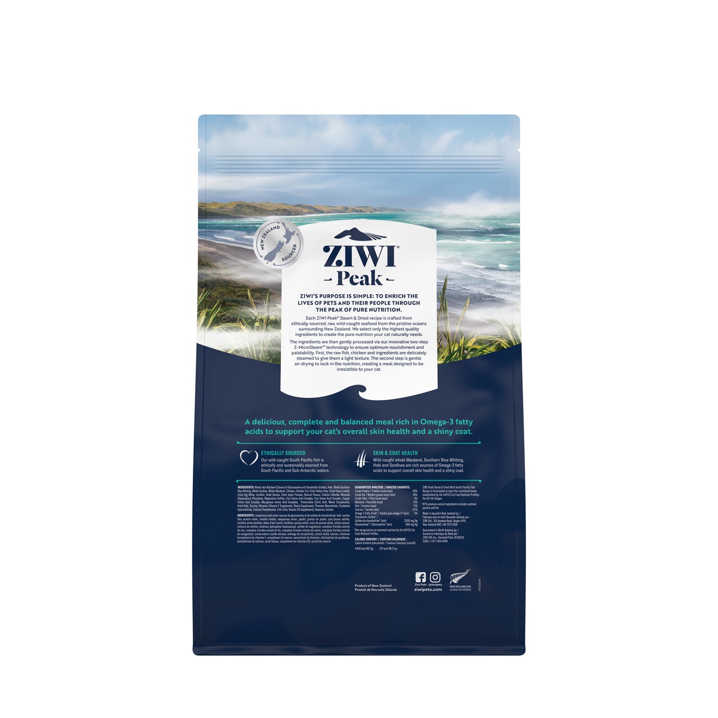 ZIWI Peak® Steam & Dried   Wild South Pacific Fish Recipe for cats